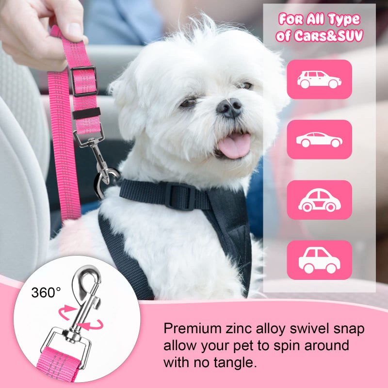 BWOGUE Pet Dog Cat Seat Belts, Car Headrest Restraint Adjustable Safety Leads Vehicle Seatbelt Harness (1 Pack, Pink, Elastic) - Image 5
